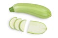 Zucchini or marrow isolated on white background with clipping path. Top view. Flat lay Royalty Free Stock Photo