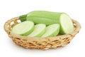 zucchini or marrow in a wicker basket isolated on white background with full depth of field Royalty Free Stock Photo