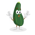 Zucchini mascot and background surprise pose