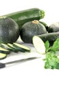 Zucchini mixed with parsley and knife Royalty Free Stock Photo