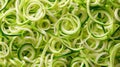 Zucchini noodles close-up. Macro shot with fresh green colors