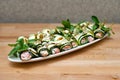 Zucchini Roll-Ups with Herb Cheese and Smoked Salmon Royalty Free Stock Photo