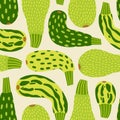 Zucchini seamless pattern. Fresh vegetable squash print for kitchen, menu, food package design. Royalty Free Stock Photo