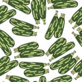 Zucchini seamless pattern, green vegetable on white background Royalty Free Stock Photo