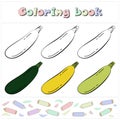 Zucchini set. A page of a coloring book with a colorful vegetables and a sketch for coloring. Royalty Free Stock Photo