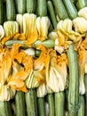 Zucchini sold with their flowers in Italy Royalty Free Stock Photo