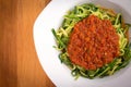 Zucchini spaghetti spiral with tomato sauce