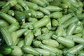 Fresh cropped green Zucchini Offer in the vegetable market in Mexico city. Royalty Free Stock Photo