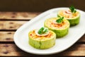 Zucchini stuffed with cheese and vegetables Royalty Free Stock Photo