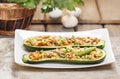 Zucchini stuffed with couscous vegetable salad Royalty Free Stock Photo