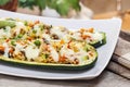 Zucchini stuffed with couscous vegetable salad Royalty Free Stock Photo
