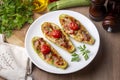 Zucchini stuffed with meat, vegetables and cheese. Zucchini boats. Turkish name kabak sandal Royalty Free Stock Photo