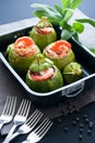 Zucchini stuffed with shrimp Royalty Free Stock Photo