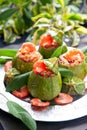 Zucchini stuffed with shrimp Royalty Free Stock Photo