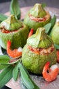 Zucchini stuffed with shrimp Royalty Free Stock Photo