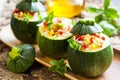 Zucchini stuffed with vegetables Royalty Free Stock Photo