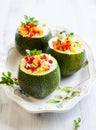 Zucchini stuffed with vegetables Royalty Free Stock Photo