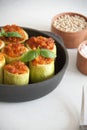 Zucchini stuffed with veggies Royalty Free Stock Photo