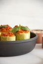 Zucchini stuffed with veggies Royalty Free Stock Photo