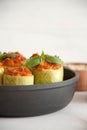 Zucchini stuffed with veggies Royalty Free Stock Photo