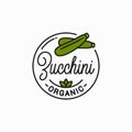 Zucchini vegetable logo. Round linear logo fresh Royalty Free Stock Photo