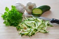 Zucchini whit garlic and parsley Royalty Free Stock Photo