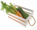 Zucchiniin and carrot in a white wooden container Royalty Free Stock Photo