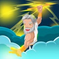 Zues Hold Thunder Cartoon Isolate Vector Royalty Free Stock Photo