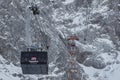 Zugspitze, Germany cable car over snowy landscape Royalty Free Stock Photo