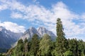 The Zugspitze Germanys highest mountain seen from the village Grainau