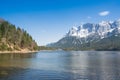 Zugspitze and lake Eibsee Royalty Free Stock Photo