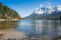 Zugspitze and lake Eibsee Royalty Free Stock Photo