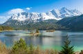 Zugspitze and lake Eibsee Royalty Free Stock Photo