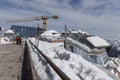 Zugspitze mountain peak station german alps in the winter