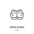 Zuhar prayer outline vector icon. Thin line black zuhar prayer icon, flat vector simple element illustration from editable signs Royalty Free Stock Photo