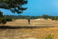 Off road cyclists in the nature reserve Hulshorsterzand. Royalty Free Stock Photo