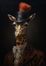 Zulu Dapper: A Portrait of a Giraffe in a Top Hat Coat