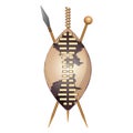 Zulu shield, ethnic african weapon, club and spear Royalty Free Stock Photo