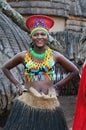 Zulu woman wearing handmade clothing at Lesedi Cultural Village