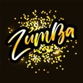 Zumba dance studio text. Calligraphy word banner design. Aerobic fitness. Vector hand lettering Illustration on white