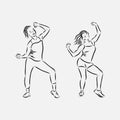 Zumba dancers illustration . Zumba, Zumba dancers, fitness, dancer, vector sketch illustration