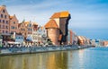 Zuraw Crane and colorful buildings on Motlawa river, Gdansk, Pol Royalty Free Stock Photo