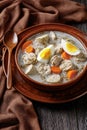 Zurek polish soup with white kielbasa on a bowl Royalty Free Stock Photo
