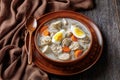 Zurek polish soup with white kielbasa on a bowl Royalty Free Stock Photo
