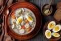 Zurek polish soup with white kielbasa on a bowl Royalty Free Stock Photo