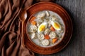 Zurek polish soup with white kielbasa on a bowl Royalty Free Stock Photo