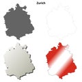Zurich blank detailed outline map set