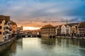 Zurich city center, Switzerland. Zuerich old town with Town Hall and Rathaus bridge on bank of river Limmat at sunset Royalty Free Stock Photo