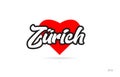 zurich city design typography with red heart icon logo