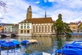 Zurich city marina at Limmat river Zurichsee Switzerland Royalty Free Stock Photo